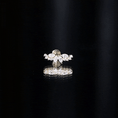 Certified Moissanite Cluster Crawler Earring for Helix Piercing