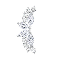 Certified Moissanite Cluster Crawler Earring for Helix Piercing