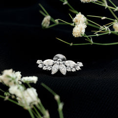 Certified Moissanite Cluster Crawler Earring for Helix Piercing