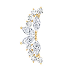 Certified Moissanite Cluster Crawler Earring for Helix Piercing