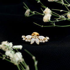 Certified Moissanite Cluster Crawler Earring for Helix Piercing