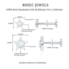 Minimalist Diamond Star Earring for Tragus Piercing