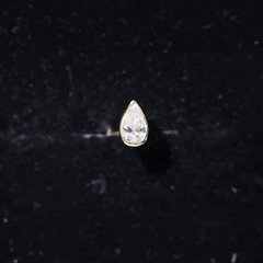 Bezel Set Moissanite Teardrop Stud Earring for Cartilage Piercing