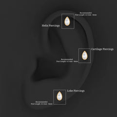 Bezel Set Moissanite Teardrop Stud Earring for Cartilage Piercing