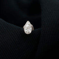 Bezel Set Moissanite Teardrop Stud Earring for Cartilage Piercing