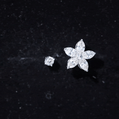 Marquise Moissanite Flower Cartilage Earring Set