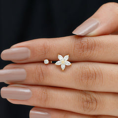 Marquise Moissanite Flower Cartilage Earring Set