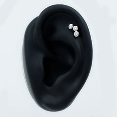 Bezel Set Moissanite Three Stone Crawler Earring