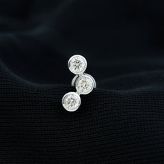 Bezel Set Moissanite Three Stone Crawler Earring