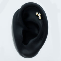 Bezel Set Moissanite Three Stone Crawler Earring