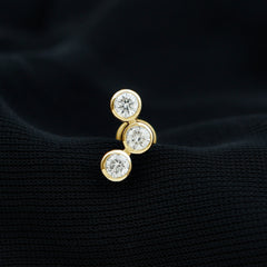 Bezel Set Moissanite Three Stone Crawler Earring