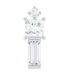 Genuine Diamond Three Stone Bar Tragus Earring