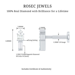Genuine Diamond Three Stone Bar Tragus Earring