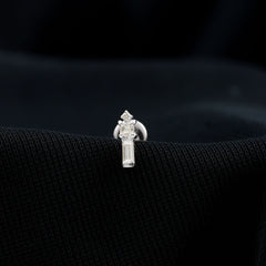 Genuine Diamond Three Stone Bar Tragus Earring