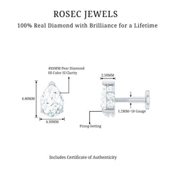 Solitaire Diamond Teardrop Tragus Earring for Women