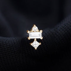 Unique Moissanite Tragus Earring with Flat Back