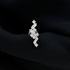Baguette and Round Moissanite Cartilage Earring With Certificate