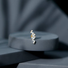 Baguette and Round Moissanite Cartilage Earring With Certificate