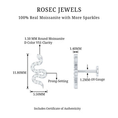 Unique Moissanite Snake Crawler Cartilage Earring