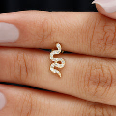 Unique Moissanite Snake Crawler Cartilage Earring