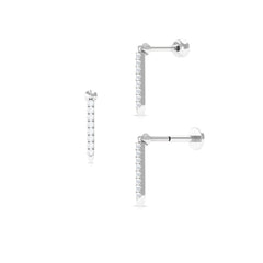Minimalist Diamond Line Bar Earring for Helix Piercing