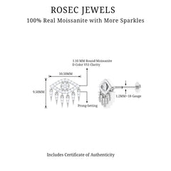 Unique Moissanite Evil Eye Earring for Cartilage Piercing