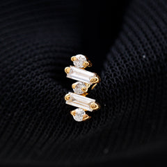Genuine Baguette Diamond Tragus Earring With Certificate
