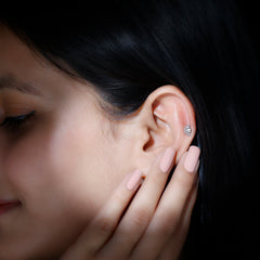 Bezel Set Diamond Gold Sunburst Earring for Helix Piercing