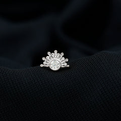 Bezel Set Diamond Gold Sunburst Earring for Helix Piercing