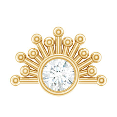 Bezel Set Diamond Gold Sunburst Earring for Helix Piercing