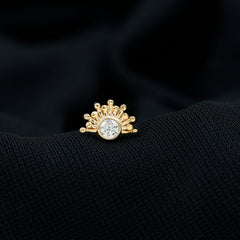 Bezel Set Diamond Gold Sunburst Earring for Helix Piercing