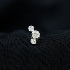 Certified Moissanite Three Stone Crawler Helix Earring