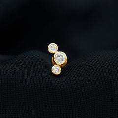 Certified Moissanite Three Stone Crawler Helix Earring
