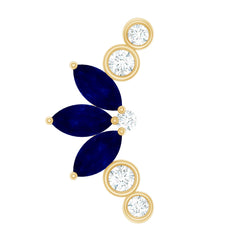 Natural Blue Sapphire Ear Crawler Earring