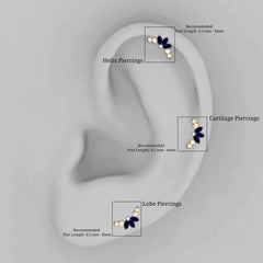 Natural Blue Sapphire Ear Crawler Earring