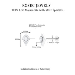 Unique Moissanite Kite Earring for Cartilage Piercing