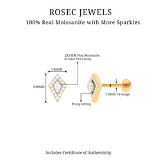Unique Moissanite Kite Earring for Cartilage Piercing