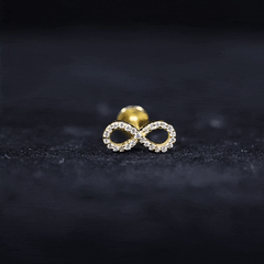 Round Diamond Infinity Earring for Cartilage Piercing