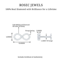 Round Diamond Infinity Earring for Cartilage Piercing
