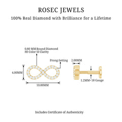 Round Diamond Infinity Earring for Cartilage Piercing