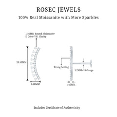 Certified Moissanite Curved Crawler Earring