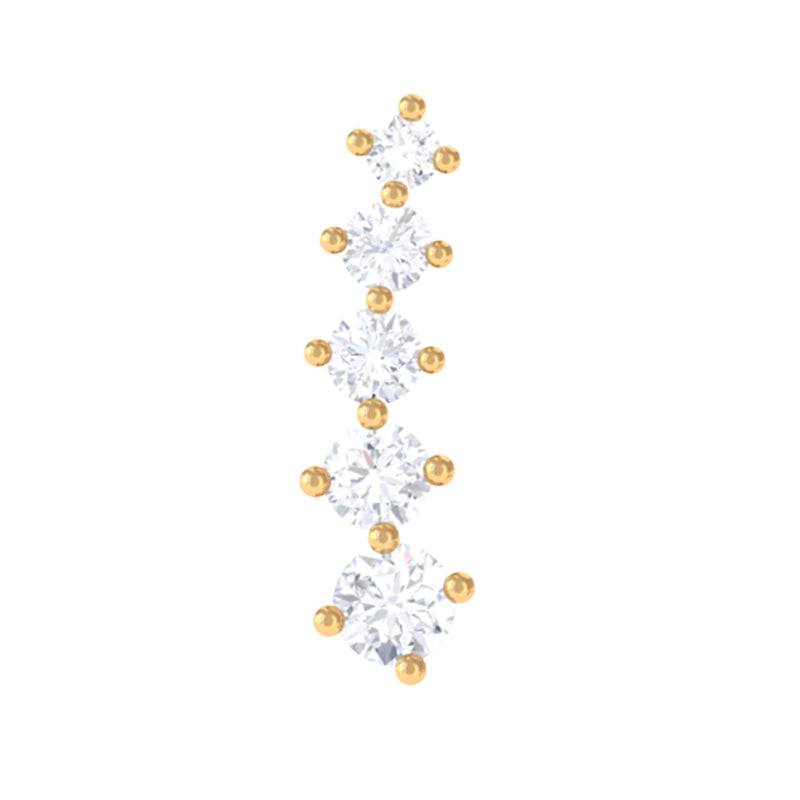 Minimal Moissanite Crawler Earring For Helix Piercing