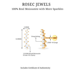 Minimal Moissanite Crawler Earring For Helix Piercing