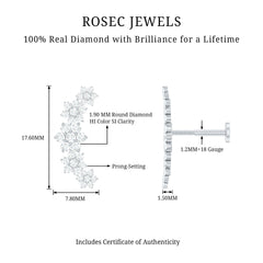 Diamond Flower Ear Crawler Earring