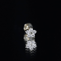 Round Moissanite Simple Flower Earring for Conch Piercing