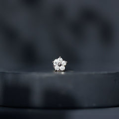 Round Moissanite Simple Flower Earring for Conch Piercing