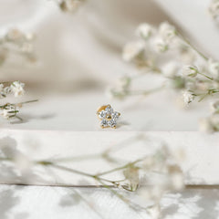 Round Moissanite Simple Flower Earring for Conch Piercing