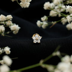 Round Moissanite Simple Flower Earring for Conch Piercing