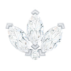 Marquise Diamond Lotus Flower Earring for Helix Piercing