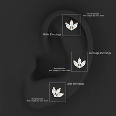 Marquise Diamond Lotus Flower Earring for Helix Piercing
